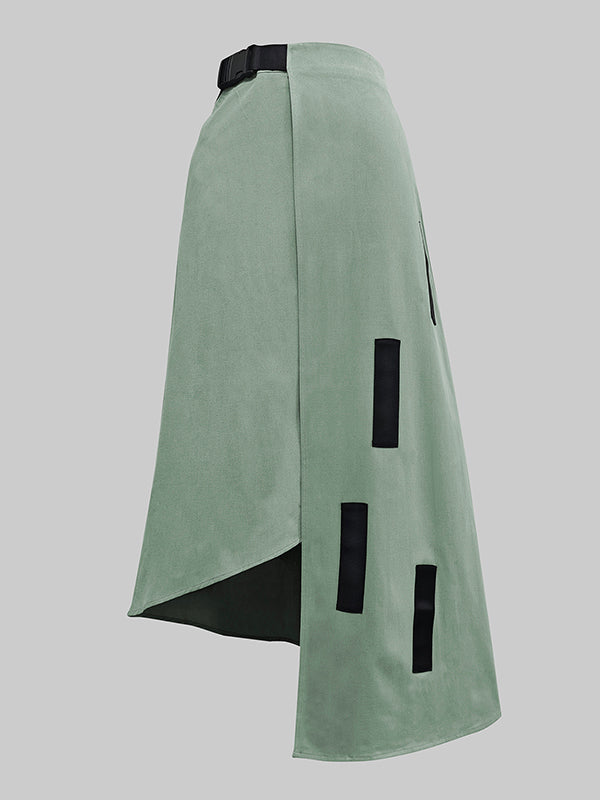 Asymmetric Pockets Split-Joint A-Line Loose Skirts Bottoms