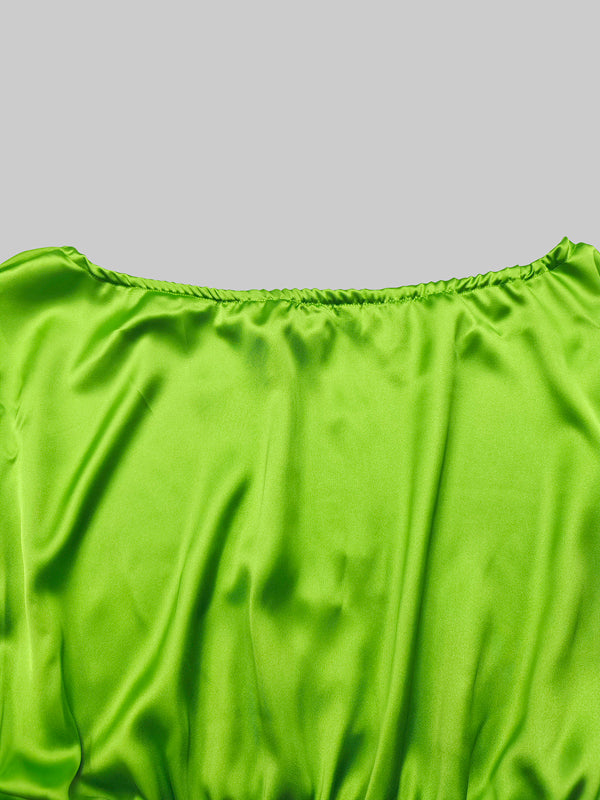 Solid Color Split-Joint Batwing Sleeves Loose Off-The-Shoulder Blouses