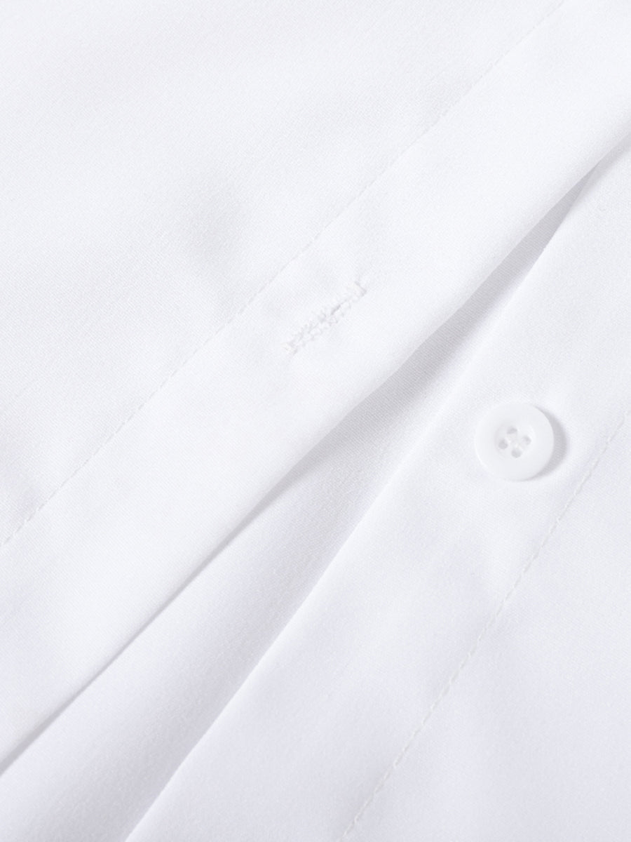 Flared Sleeves Bow-Embellished Falbala Solid Color Lapel Blouses&Shirts Tops