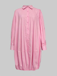 Buttoned Pleated Pockets Solid Color Long Sleeves Loose Lapel Midi Dresses