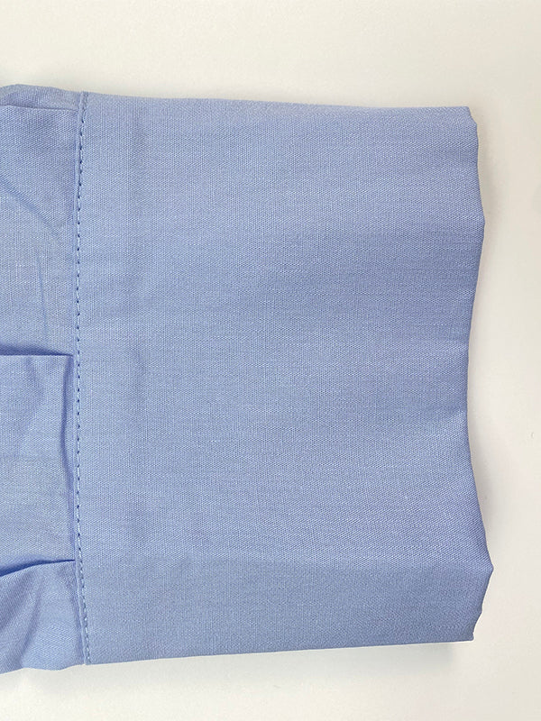 Pleated Solid Color Split-Joint Loose Puff Sleeves Lapel Shirt Dress Maxi Dresses