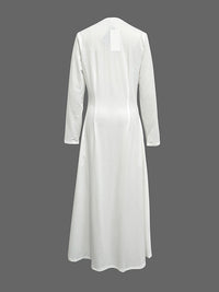 Long Sleeves Solid Color Zipper Round-Neck Maxi Dresses