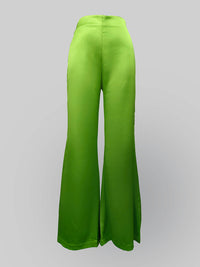 Solid Color Split-Joint High Waisted Loose Trousers Pants