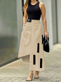 Asymmetric Pockets Split-Joint A-Line Loose Skirts Bottoms