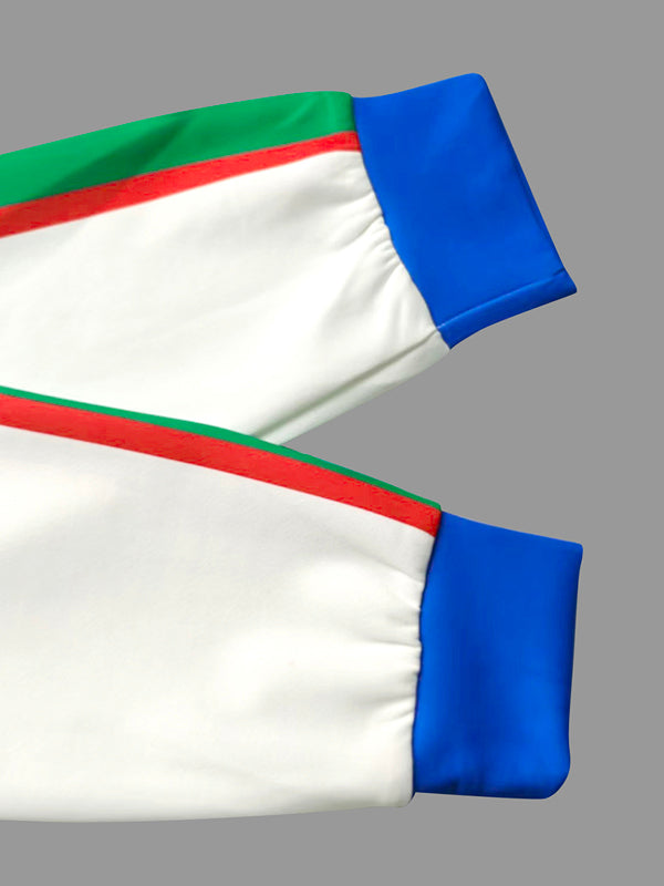 Long Sleeves Loose Contrast Color Striped Zipper Lapel Outerwear