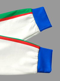 Long Sleeves Loose Contrast Color Striped Zipper Lapel Outerwear