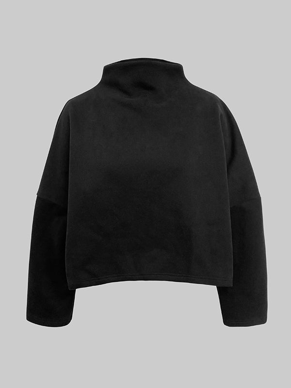 Solid Color Split-Joint Long Sleeves Round-neck Sweatershirt