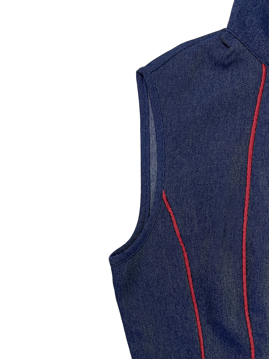 High Waisted Sleeveless Pockets Zipper Stand Collar Jumpsuits