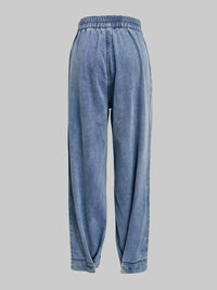 Loose Buttoned Solid Color Zipper Jean Pants Bottoms Knickerbockers Trousers