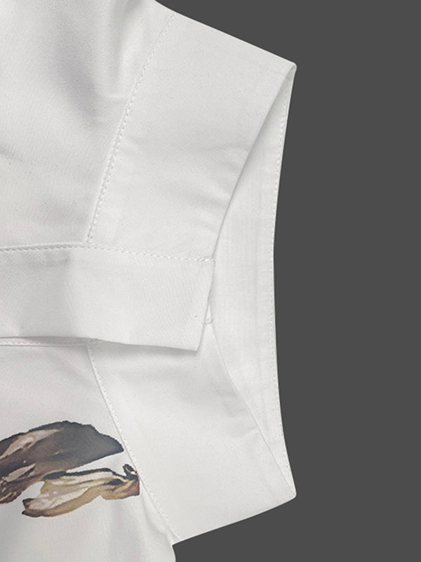 Flower Print Long Sleeves Loose Stand Collar Blouses&Shirts Tops