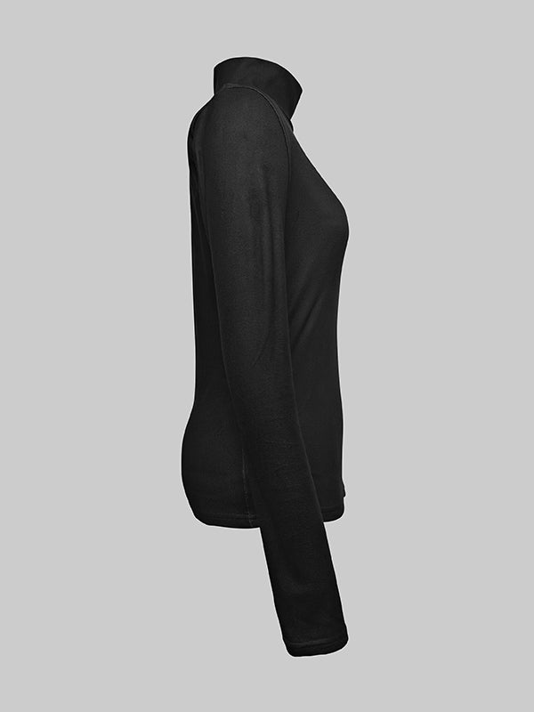 Long Sleeves Skinny Contrast Color Floral Printed Split-Joint High Neck T-shirts