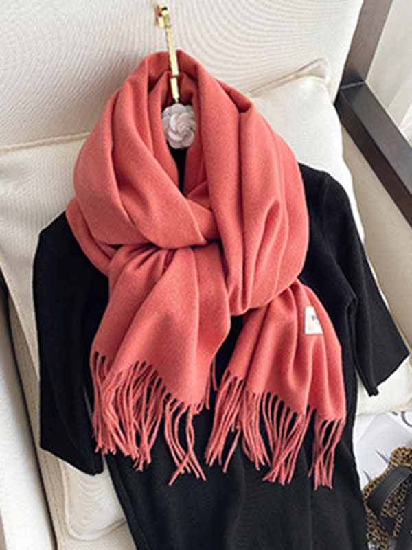 Solid Color Tasseled Scarf Scarfs&Hats