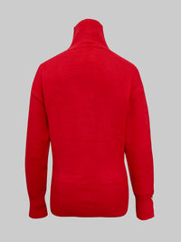 Long Sleeves Loose Beaded Solid Color Split-Side High Neck Sweater Tops