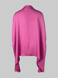 Solid Color Batwing Sleeves Irregular clipping Stand Collar Blouses&shirts Tops