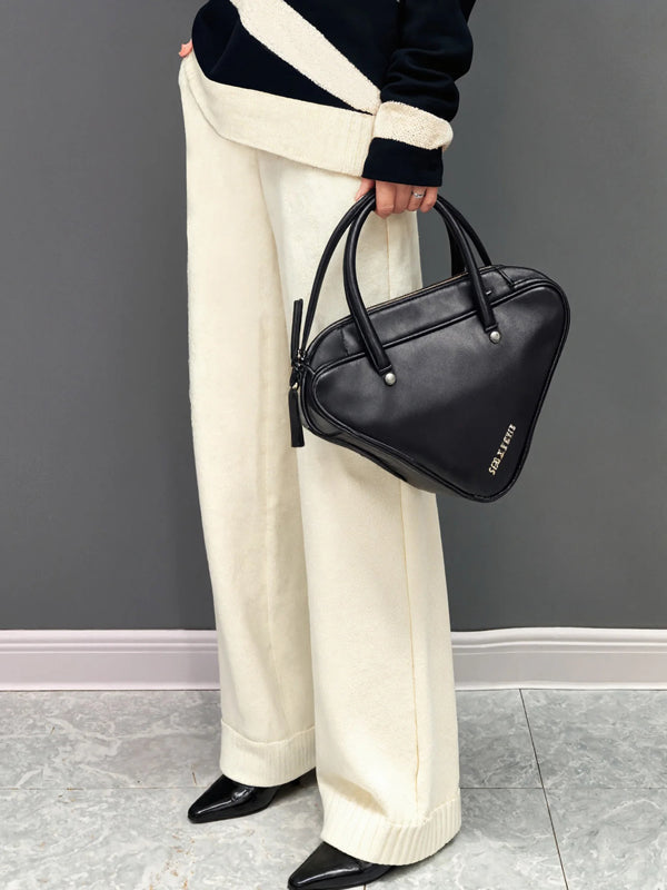 Solid Color High Waisted Loose Trousers Pants