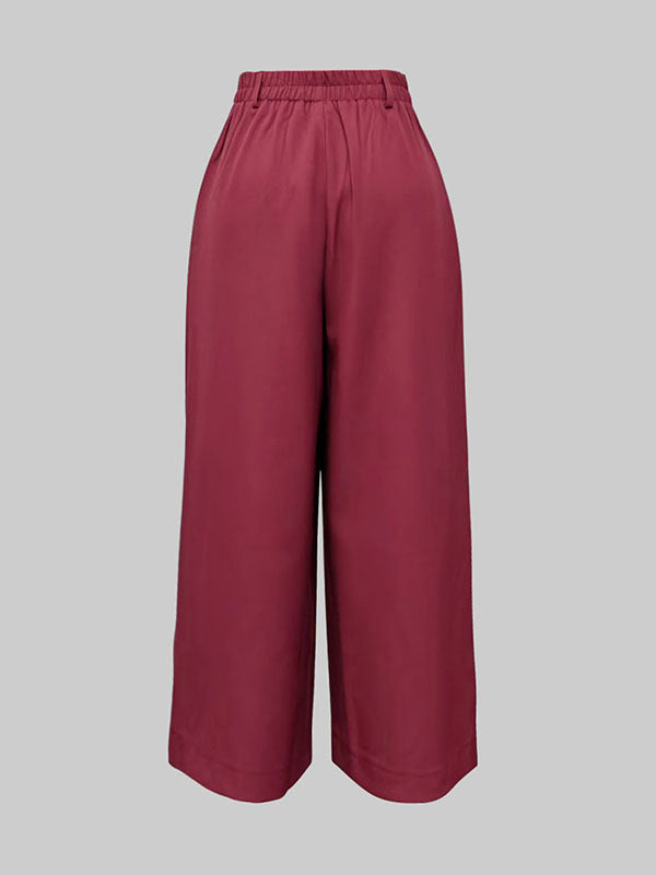 Solid Color Zipper Loose Ninth Pants Trousers Casual Pants Bottoms