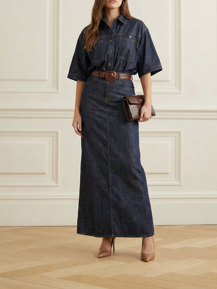 Half Sleeves Loose Buttoned Lapel Blouses&Shirts Tops