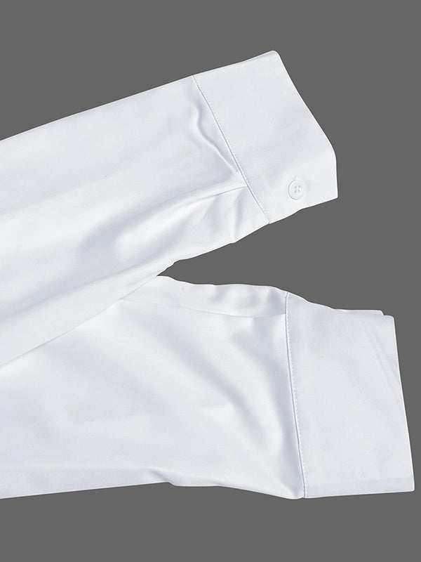 Buttoned Striped Half Sleeves Loose Lapel Shirt Midi Dresses