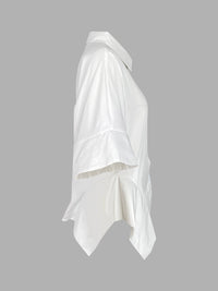 Half Sleeves Loose Buttoned Solid Color Lapel Blouses&Shirts Tops