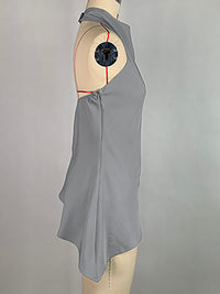 Sleeveless Solid Color Stand Collar Vest Top