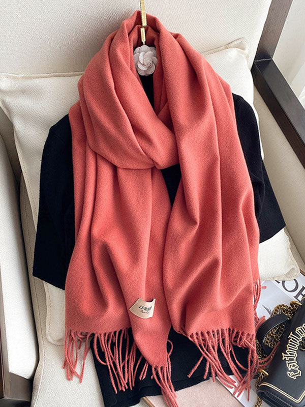 Solid Color Tasseled Scarf Scarfs&Hats