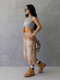 High Waisted Wide Leg Pockets Wash Painting Jean Pants Bottoms