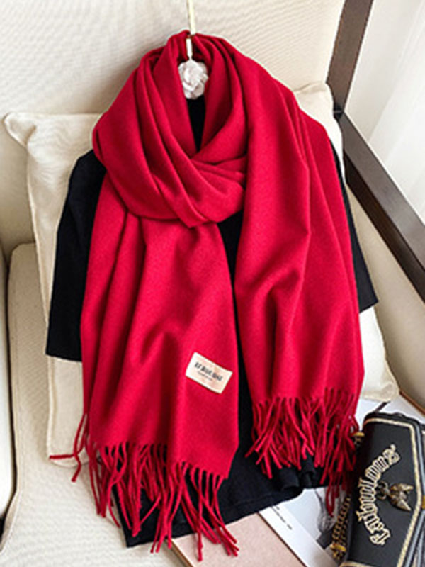 Solid Color Tasseled Scarf Scarfs&Hats
