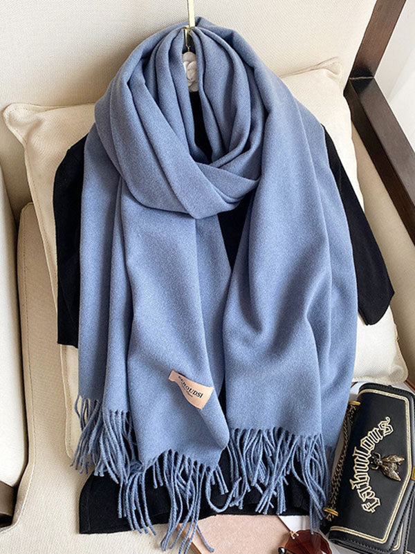 Solid Color Tasseled Scarf Scarfs&Hats
