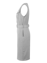 Belted Pockets Solid Color Sleeveless V-Neck Rompers