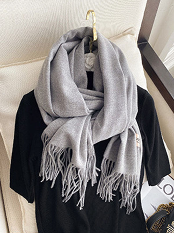 Solid Color Tasseled Scarf Scarfs&Hats