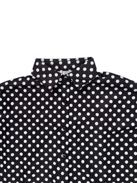 Long Sleeves Loose Buttoned Contrast Color Polka-Dot Split-Joint Lapel Blouses&Shirts Tops