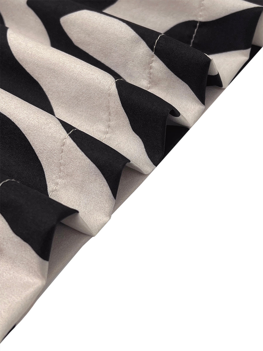 Long Sleeves Wide Leg Split-Joint Tied Waist Zebra Printed Lapel Jumpsuits