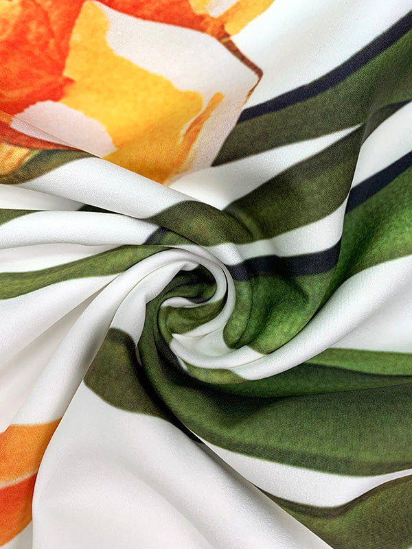 Short Sleeves Flower Print Boat Neck Maxi Dresses