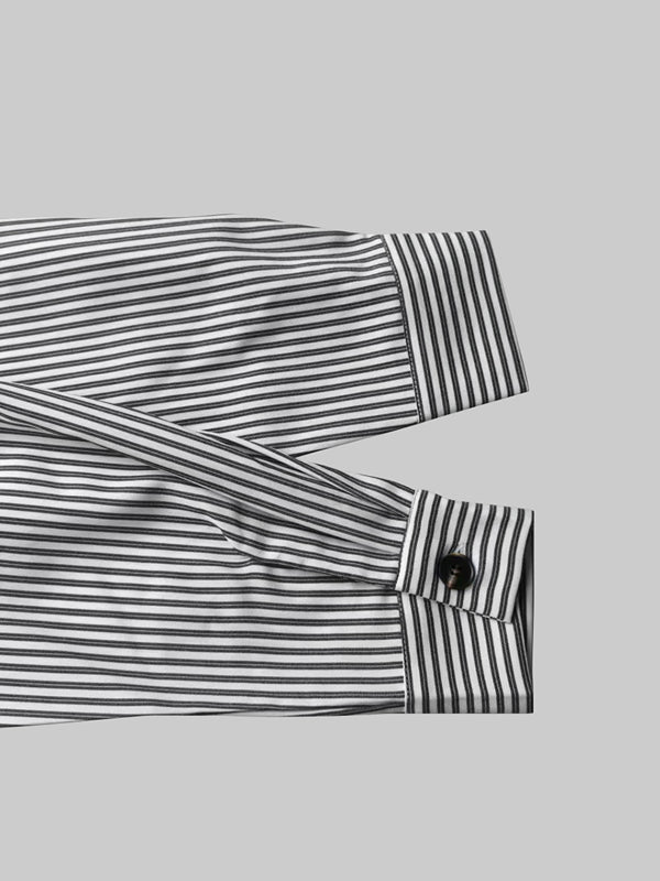 Buttoned Striped Long Sleeves Loose Stand Collar Blouses&Shirts Tops