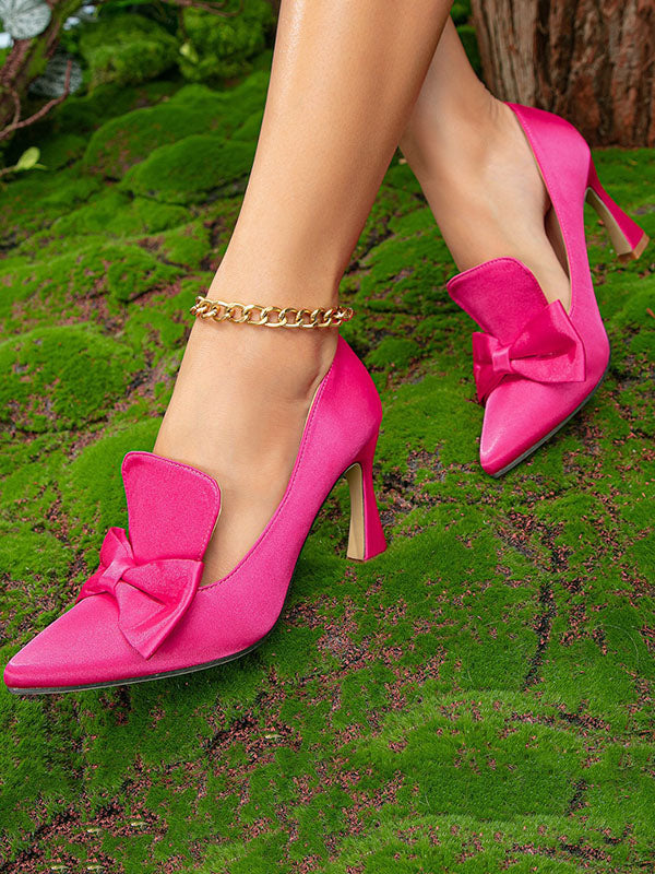 Bowknot Pointed-Toe Shallow Cut Split-Joint Pumps