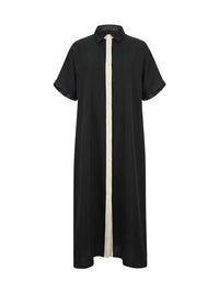 Loose Short Sleeves Buttoned Pockets Split-Joint Lapel Maxi Dresses