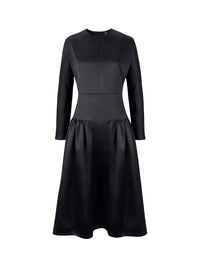 Solid Color Long Sleeves Round-Neck Midi Dresses