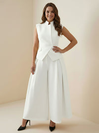 High Waisted Loose Pleated Solid Color Split-Joint Pants