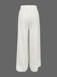 High Waisted Loose Elasticity Solid Color Split-Joint Pants Trousers