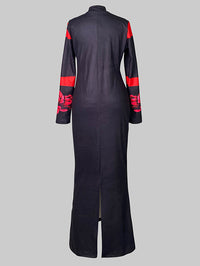 Flower Print Bodycon Long Sleeves High Neck Midi Dresses