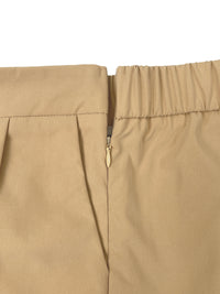 Pleated Pockets Solid Color Split-Joint Streamer High Waisted Wide Leg Cropped Trousers