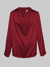 Long Sleeves Loose Solid Color Heaps Collar Blouses&Shirts Tops
