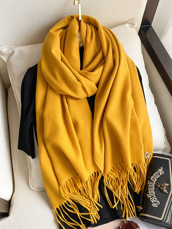 Solid Color Tasseled Scarf Scarfs&Hats