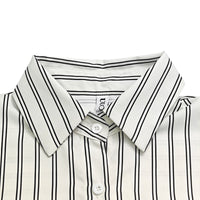 Buttoned Contrast Color Striped Long Sleeves Loose Lapel Blouses&Shirts Tops
