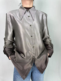 Buttoned Gradient Long Sleeves Lapel Blouses&shirts Tops