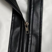 Puff Sleeves Contrast Color Split-Joint Zipper Stand Collar Jackets&Coats