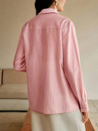 Long Sleeves Applique Split-Joint Lapel Blouses&Shirts Tops