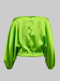 Solid Color Split-Joint Batwing Sleeves Loose Off-The-Shoulder Blouses