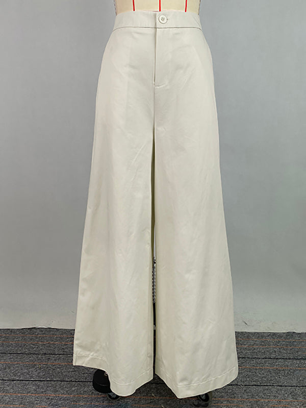 Solid Color High Waisted Loose Trousers Pants