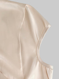 Cap Sleeve Loose Buttoned Solid Color V-Neck Vest Top